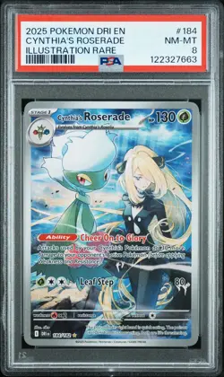 2025 POKEMON DRI EN-DESTINED RIVALS ILLUSTRATION RARE CYNTHIA'S ROSERADE PSA 8 - Image 1
