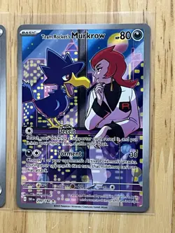 Pokemon TCG Destined Rivals Team Rockets Murkrow 200/182 Illustration Rare Holo - Image 1