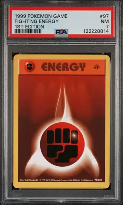 1999 POKEMON GAME 1ST ED #97 FIGHTING ENERGY PSA 7 - Image 1
