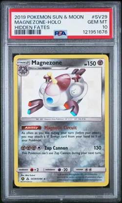 2019 POKEMON SUN & MOON HIDDEN FATES #SV29 MAGNEZONE-HOLO PSA 10 - Image 1