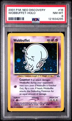 Pokemon Neo Discovery Wobbuffet Holo #16 - PSA 8 - Image 1