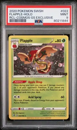 2020 POKEMON SWORD & SHIELD REBEL CLASH #022 FLAPPLE-HOLO PSA 9 - Image 1