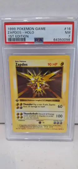 Pokemon -Zapdos- Holo 1st First Edition SHADOWLESS #16/102 - Base Set - PSA 7 - Image 1
