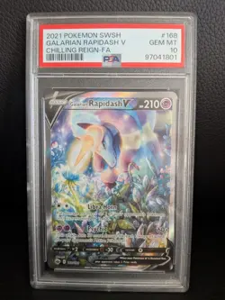 Pokemon TCG Galarian Rapidash v Chilling Reign Alternate Art 168/198 PSA 10 - Image 1