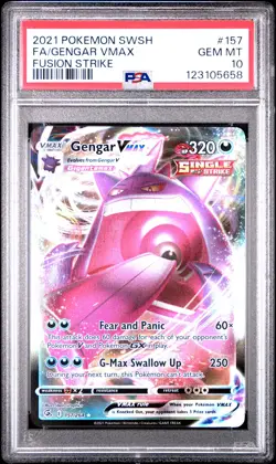 2021 POKEMON SWORD & SHIELD FUSION STRIKE #157 FULL ART/GENGAR VMAX PSA 10 - Image 1