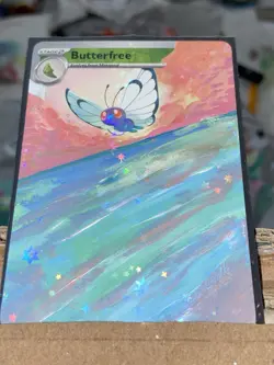 Butterfree Full Art Custom Hand Painted Acrylic ACEO Collectable Display Card - Image 1