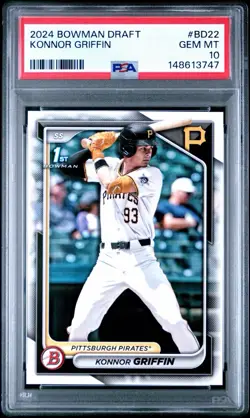 2024 Bowman Draft 1st Konnor Griffin Pittsburgh Pirates #BD22 Gem Mint PSA 10 - Image 1