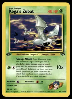 Pokemon TCG Gym Challenge 1st Edition #083/132 Koga's Zubat LP+ - Image 1