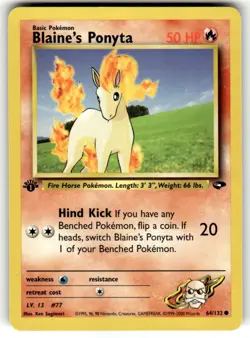 Pokemon TCG Gym Challenge (1st Edition) #064/132 Blaine's Ponyta LP+ - Image 1