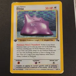 Pokemon Ditto Holo Rare Fossil 3/62 The Pokemon Company 1999 Keiji Kinebuchi - Image 1