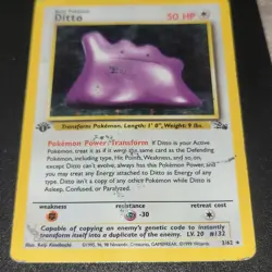 Pokemon Ditto Holo Rare Fossil 3/62 The Pokemon Company 1999 Keiji Kinebuchi - Image 4