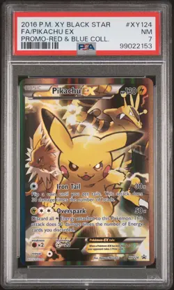 2016 POKEMON XY BLACK STAR PROMO RED & BLUE COLL FULL ART/PIKACHU EX PSA 7 - Image 1