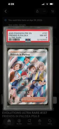 Pokemon Friends in Paldea 137/131 Sv: Prismatic Evolutions Ultra Rare Holo PSA 8 - Image 1