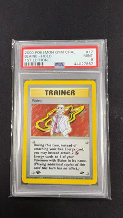 Pokemon PSA 9 Mint 1st Edition Gym Challenge Holo Blaine 17/132 - Image 1