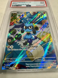 Pokemon TCG Riolu Illustration Rare Card #215/198 Scarlet & Violet PSA 9 - Image 2