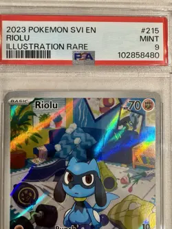 Pokemon TCG Riolu Illustration Rare Card #215/198 Scarlet & Violet PSA 9 - Image 3