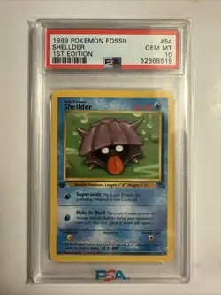 Pokemon TCG Shellder Fossil, 1st Edition Common Card 54/62 PSA 10 - Image 1