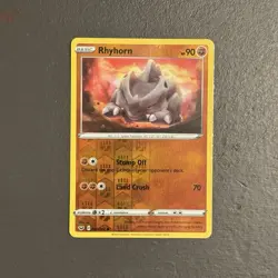 Rhyhorn 097/202 Pokemon Sword & Shield Base Set Reverse Holo Common Card NM - Image 1