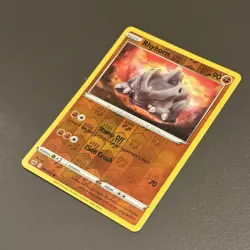 Rhyhorn 097/202 Pokemon Sword & Shield Base Set Reverse Holo Common Card NM - Image 2