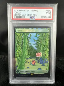 2025 MTG Magic The Gathering SpongeBob Secret Lair Forest Foil #1943 PSA 9! - Image 1