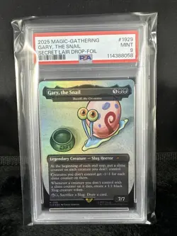 2025 MTG SECRET LAIR X SPONGEBOB 1929 GARY, THE SNAIL FOIL PSA 9 MINT - Image 1