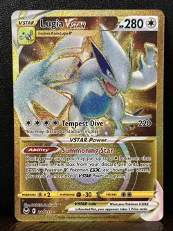 Pokemon TCG Lugia VSTAR Gold Secret Rare Card 211/195 (near mint) - Image 1