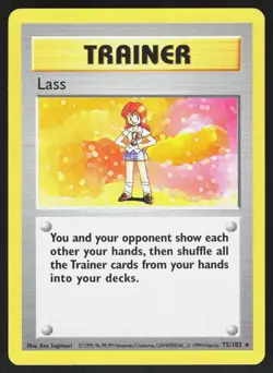 Lass 75/102 Base Set Shadowless Unlimited Pokemon Card NM - Image 1