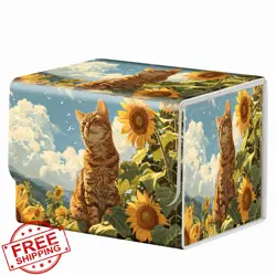 Strong Magnet Deck Box TCG MTG Card Case Organizer Sunflower Cat 200 Cards - Image 1