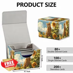 Strong Magnet Deck Box TCG MTG Card Case Organizer Sunflower Cat 200 Cards - Image 3