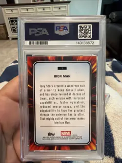 2025 Topps Chrome Marvel Comics Blue Refractor /299 Iron Man #1 PSA 8 - Image 2