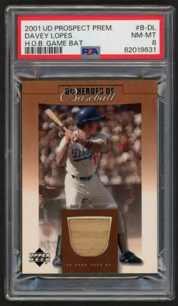2001 UPPER DECK DAVEY LOPES GAME USED BAT #B-DL DOGERS GREAT PSA 8 NM-MINT - Image 1