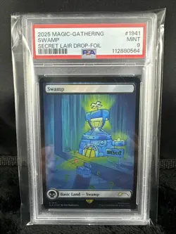 2025 MTG SECRET LAIR X SPONGEBOB SQUAREPANTS #1941 SWAMP FOIL PSA 9 MINT - Image 1