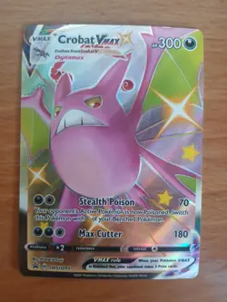 2021 Pokemon Sword & Shield Black Star Promo Crobat VMAX Rainbow Holo SWSH099 MP - Image 1