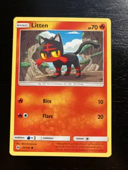 3 Pokemon Sun & Moon Base Set Non-Holo Incineroar 26/149, Torracat & Litten NM - Image 3