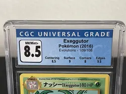 Pokemon 2016 Exeggutor Evolutions 109/108 CGC 8.5 NM Blue Slab w/ Sub Categories - Image 2
