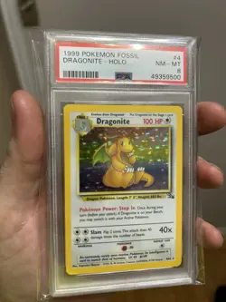 Dragonite Holo 4/62 Fossil Pokemon PSA 8 - Image 1