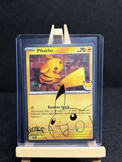 Pikachu 051/162 Pokemon Day 2026 Stamped Promo Cosmos Holo NM + Bonus Sleeve #2 - Image 1