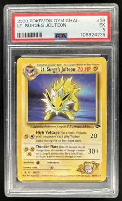 2000 Pokemon Gym Challenge 1st Edition Lt. Surge's Jolteon #28/132 PSA 5 - Image 1