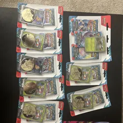 Lot Of 8 Pokemon Journey And Together 3 Pack Blister , 7 Coin Promo Packs - Image 1