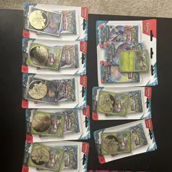 Lot Of 8 Pokemon Journey And Together 3 Pack Blister , 7 Coin Promo Packs - Image 2