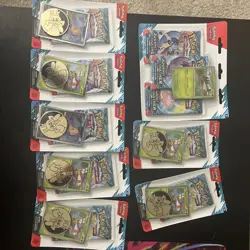Lot Of 8 Pokemon Journey And Together 3 Pack Blister , 7 Coin Promo Packs - Image 3
