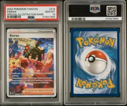2024 POKEMON TWM EN KIERAN SPECIAL ILLUSTRATION RARE #218 GEM MT PSA 10 - Image 2
