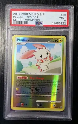 Pokemon - Plusle Reverse Holo - Secret Wonders - #36 - PSA 9 - Image 1