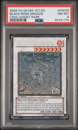 Yu-Gi-Oh! Black Rose Dragon 1st Edition Ghost Rare CSOC-EN039 PSA 8 - Image 1
