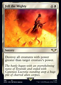 MTG Fell the Mighty (Surge Foil) [Warhammer 40,000] Lightly Played Foil Magic - Image 1