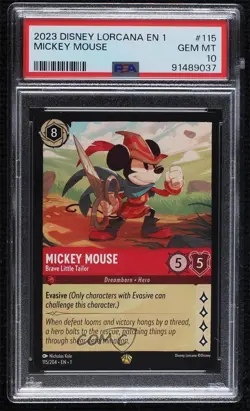 2023 Disney Lorcana First Chapter 1 Mickey Mouse Brave Little Tailor #115 PSA 10 - Image 1
