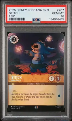 2025 Disney Lorcana Fabled En9 Stitch Alien Dancer Epic PSA 10 💎 - Image 1