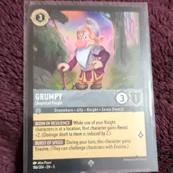 Disney Grumpy - Skeptical Knight 186/204 Lorcana TCG EN Snow White Alice Pisoni - Image 1