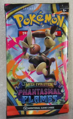 3 Packs- Pokemon TCG Phantasmal Flames Mega Evolution Booster Pack - 10 Cards - Image 1
