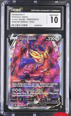 CGC 10 Gem Mint | Pokemon Crown Zenith Zamazenta V Alt Art GG54/GG70 Card - Image 1